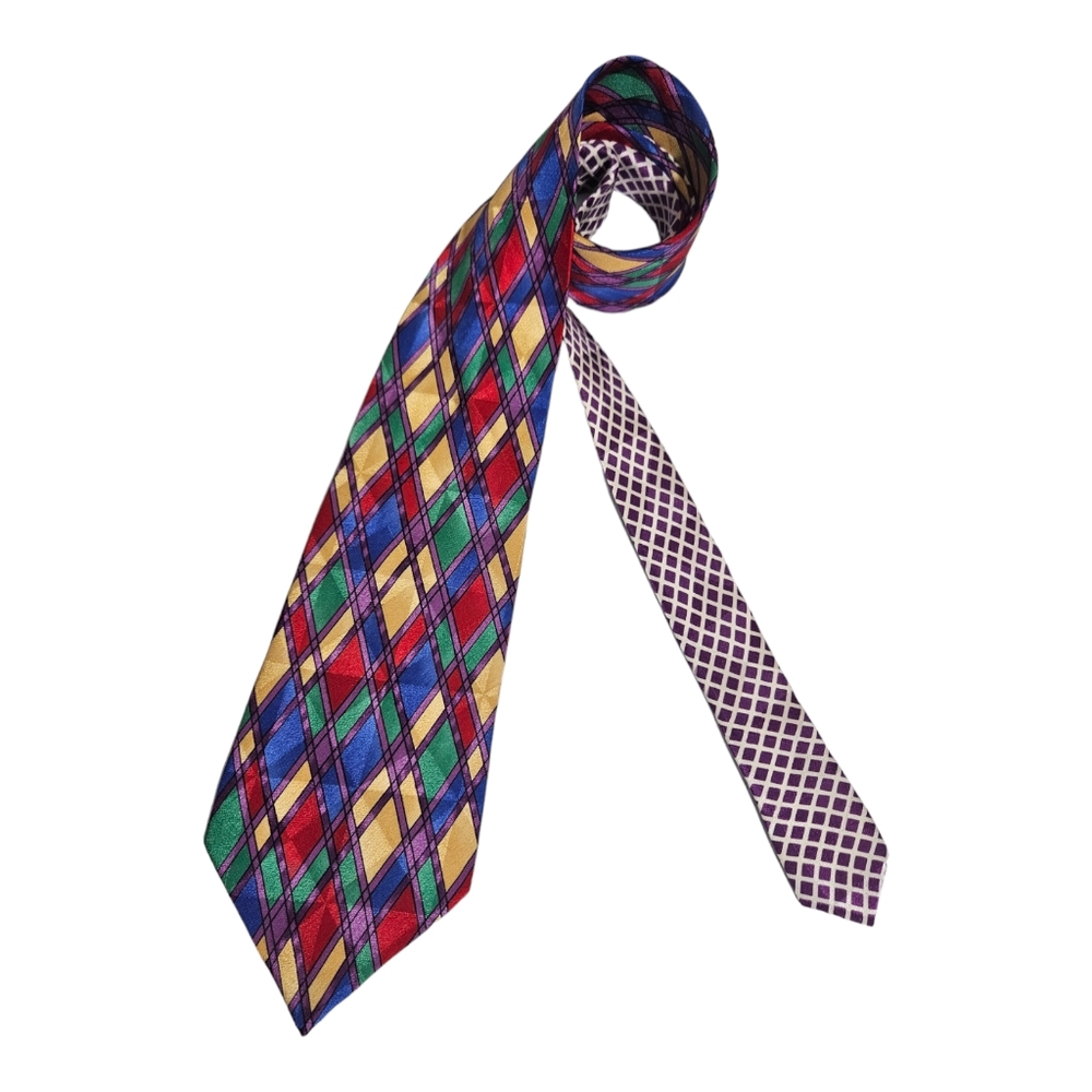 GIANNI VERSACE Multicolor Geometric Silk LUXURY Tie HANDMADE SPAIN